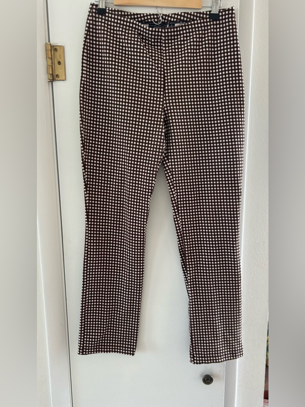 Susan Graver Black and White Checked Pull-On  Pants